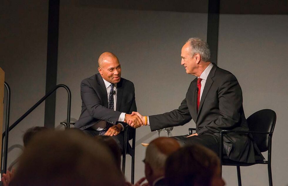 former governer deval patrick at a panel discussion