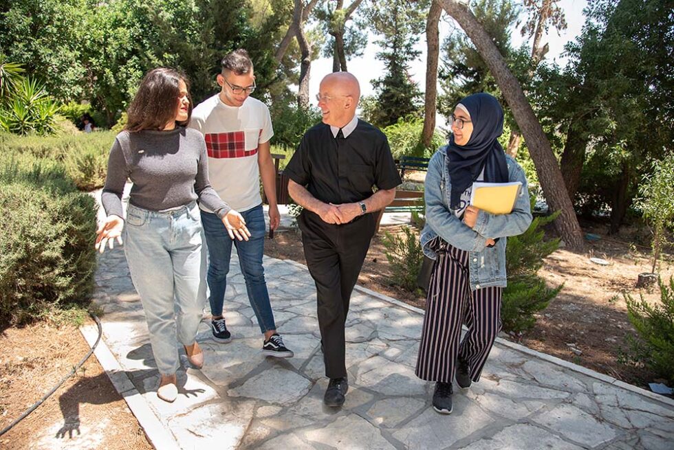 group of students with lecturer in bethlehem